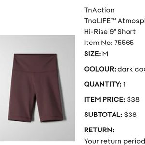 TnActionTnaLIFE™ Atmosphere Hi-Rise 9" Short SIZE: M COLOUR: dark cocoa